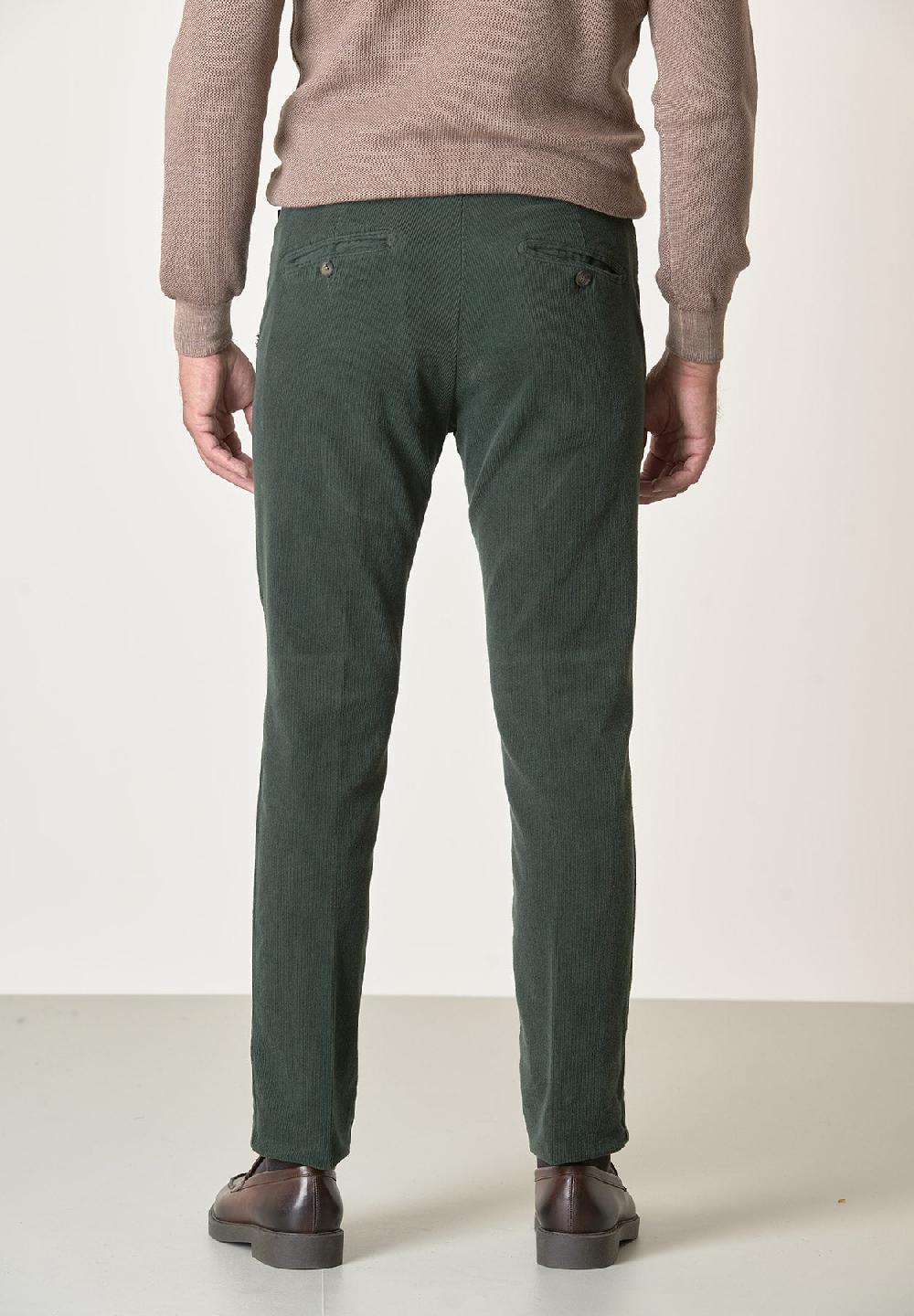Angelico Pantalone verde bosco velluto cotone stretch slim fit Online