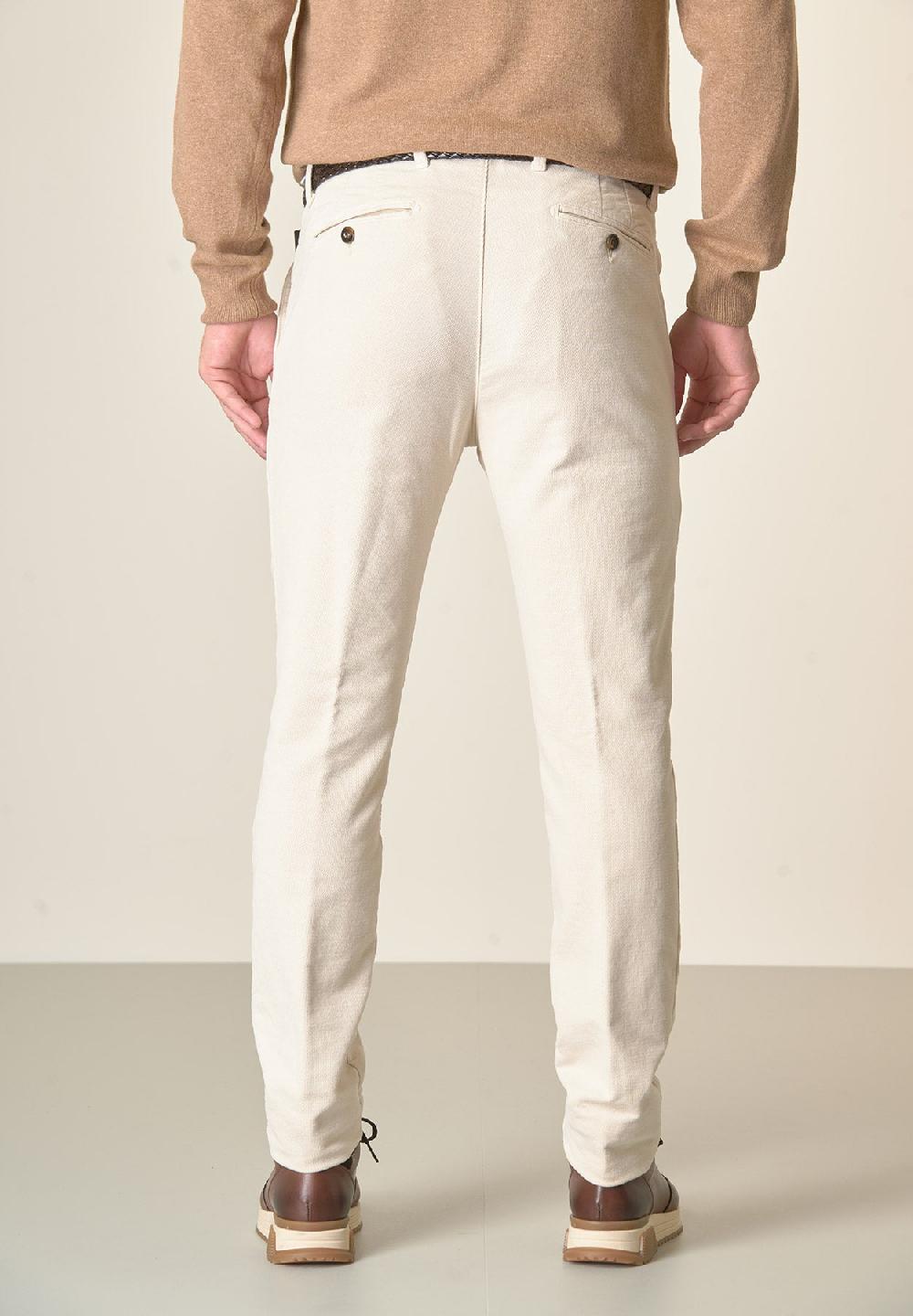 Angelico Pantalone gesso fustagno jacquard cotone slim fit Outlet