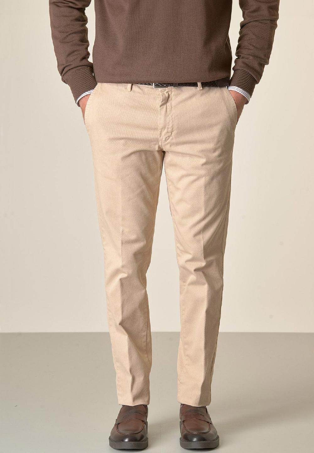 Angelico Pantalone beige tricotina cotone stretch regular fit Saldi