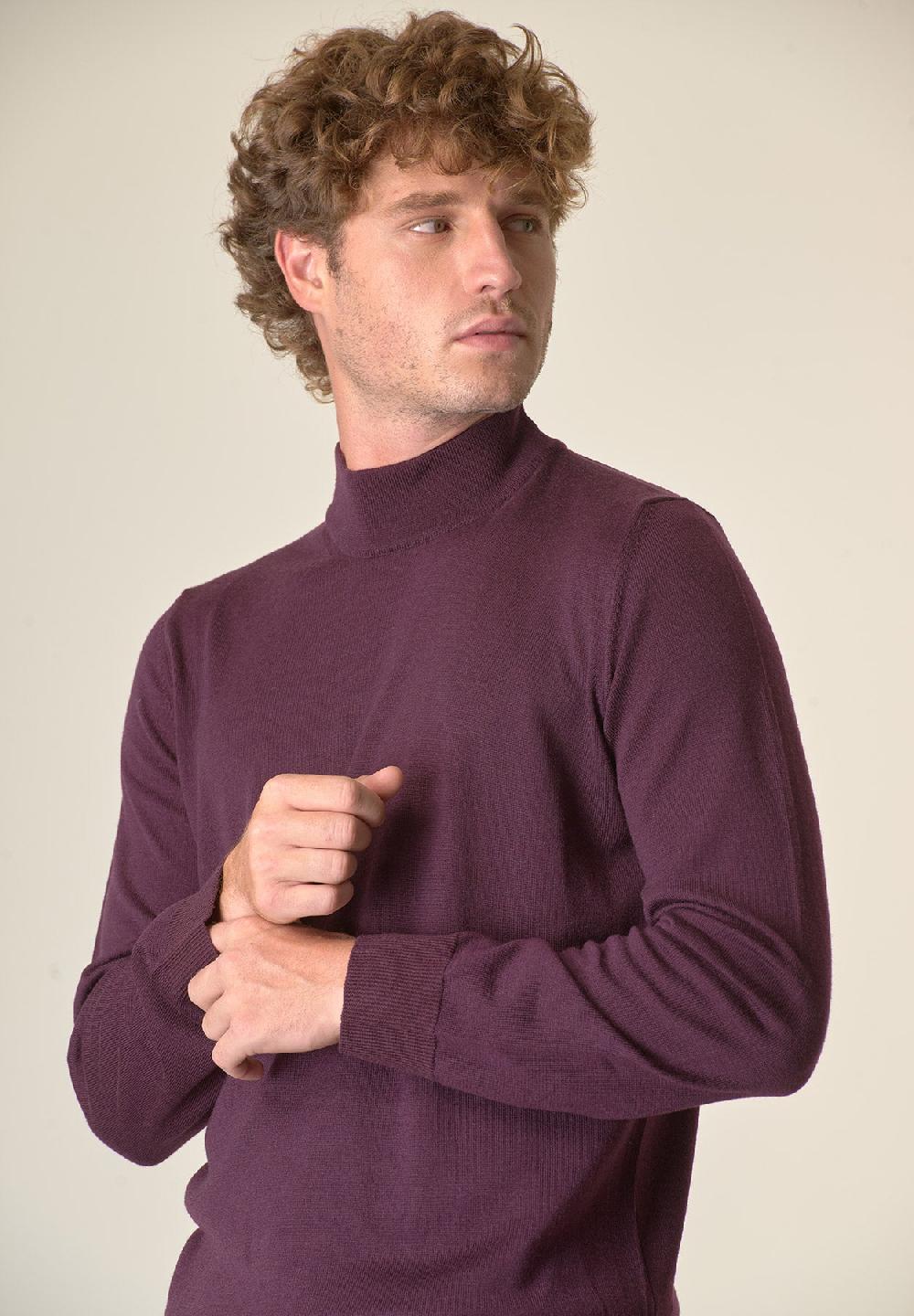 Angelico Lupetto viola melanzana lana merinos extrafine Offerte