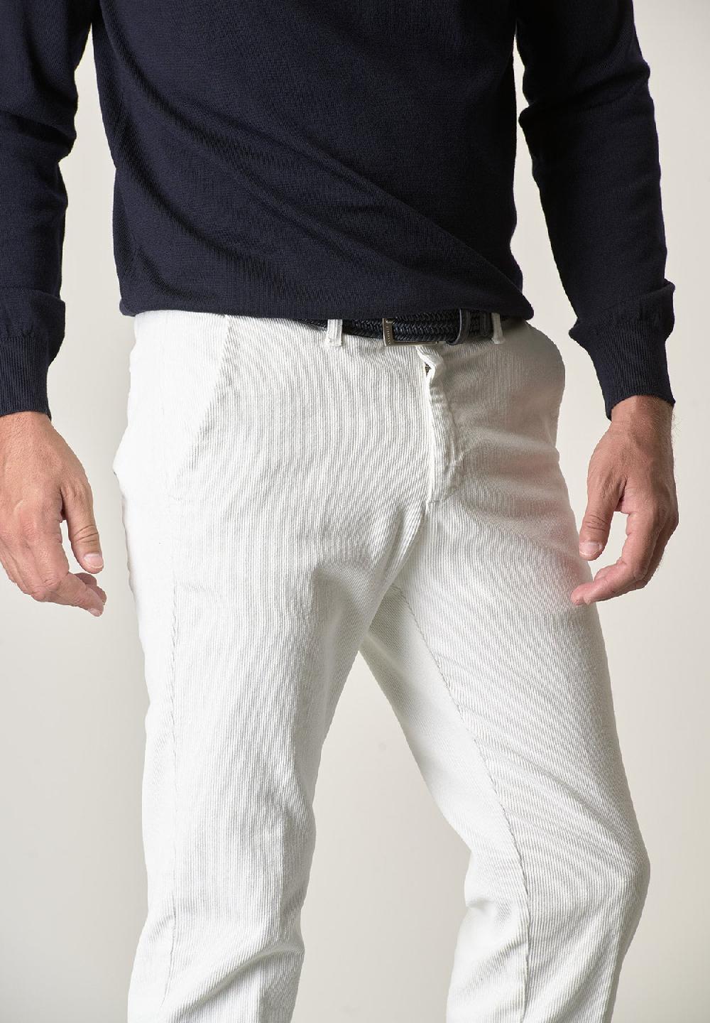 Angelico Pantalone panna velluto cotone stretch slim fit Hotsell