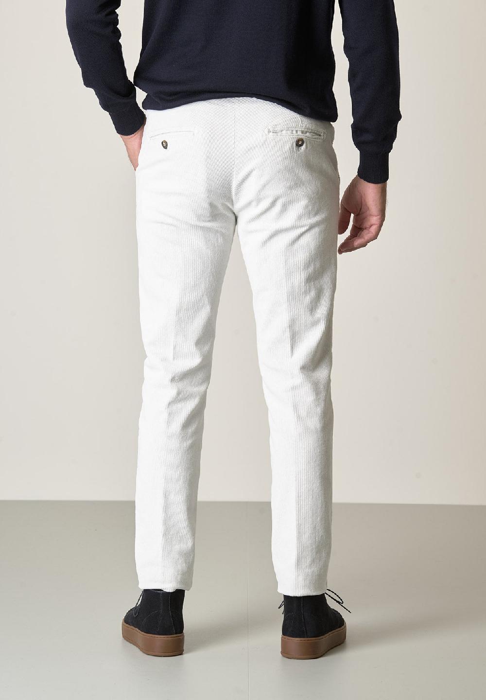 Angelico Pantalone panna velluto cotone stretch slim fit Hotsell