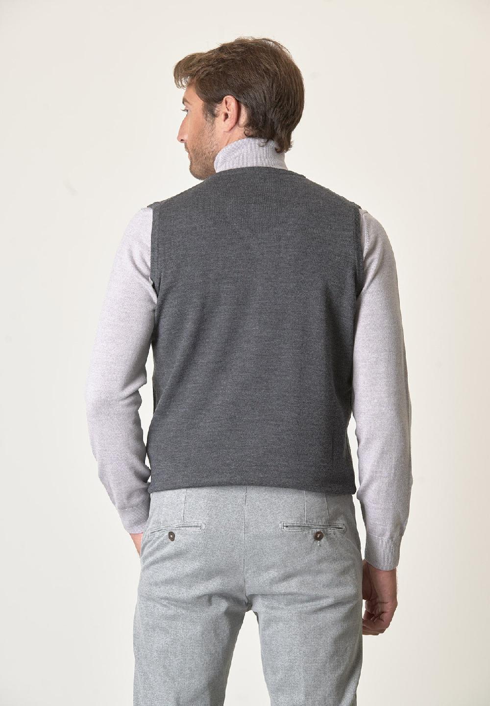 Angelico Gilet grigio scuro lana merinos extrafine Offerta natalizia