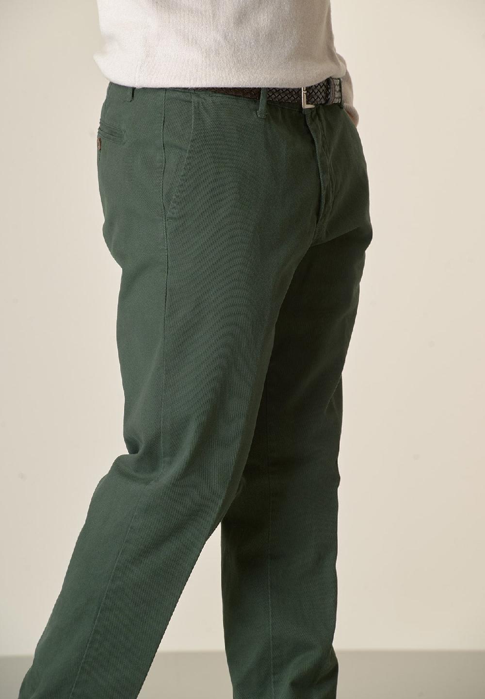 Angelico Pantalone verde bosco tricotina cotone stretch regular fit Saldi Di Fabbrica