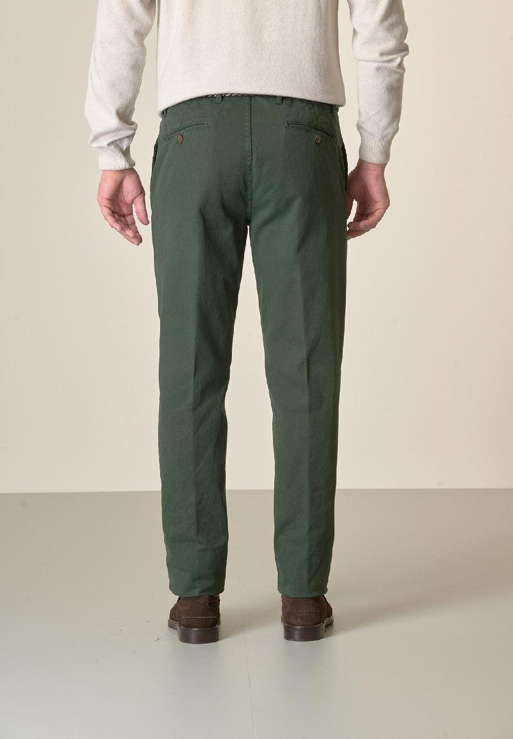 Angelico Pantalone verde bosco tricotina cotone stretch regular fit Saldi Di Fabbrica