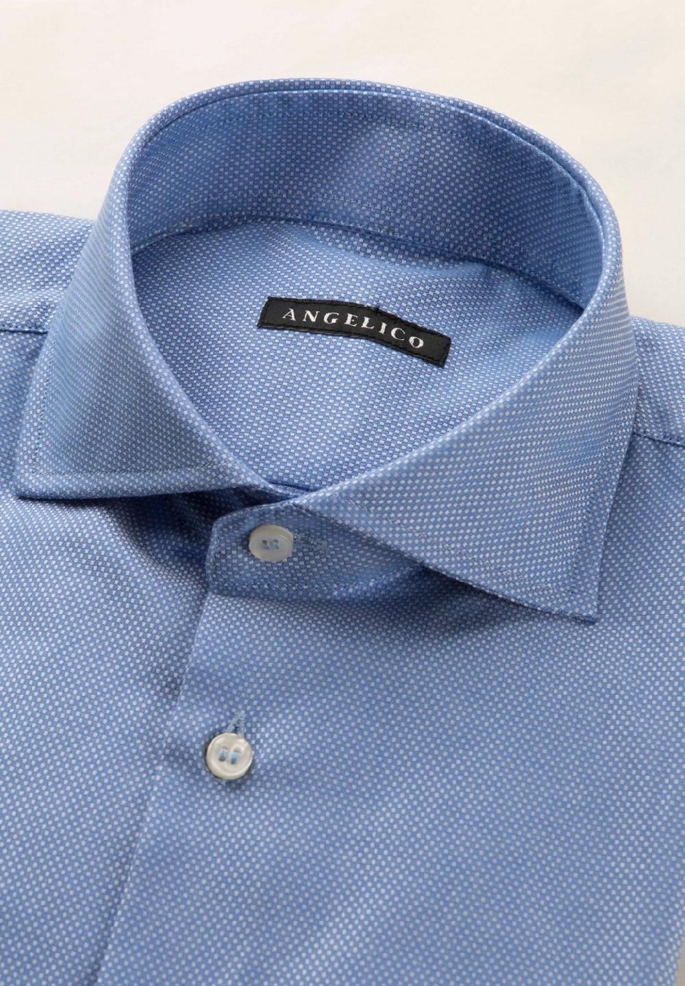 Angelico Camicia azzurro microdisegno cotone regular fit I Più Venduti