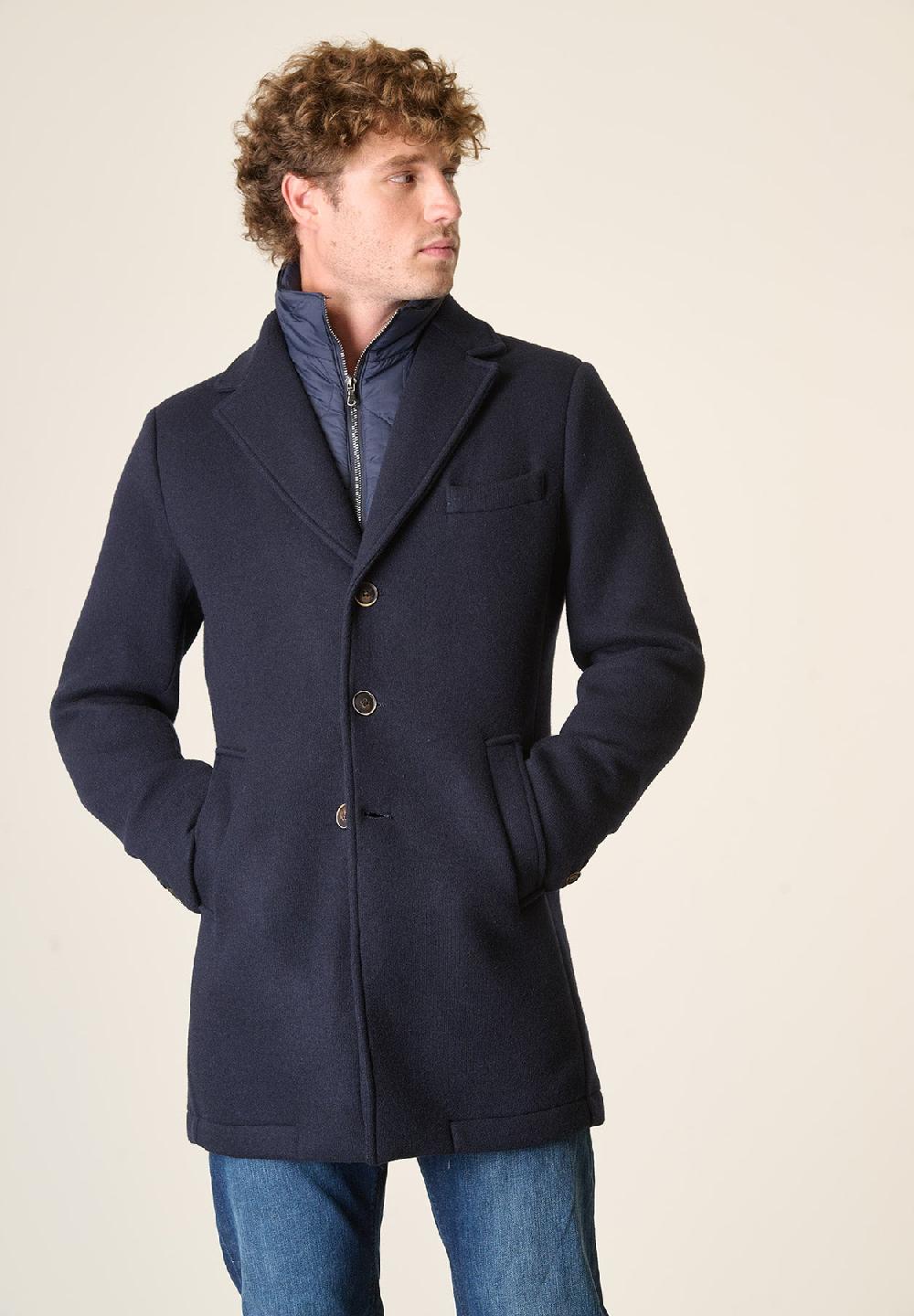 Angelico Cappotto blu sfoderato pettorina staccabile Vendite Flash