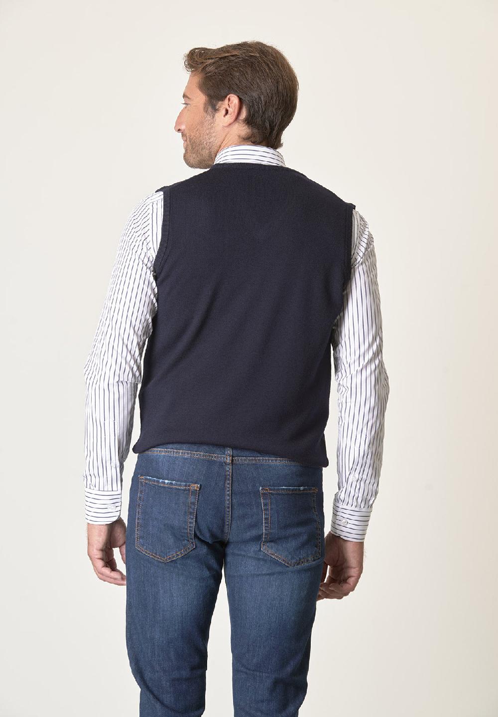 Angelico Gilet blu lana merinos extrafine In Saldo