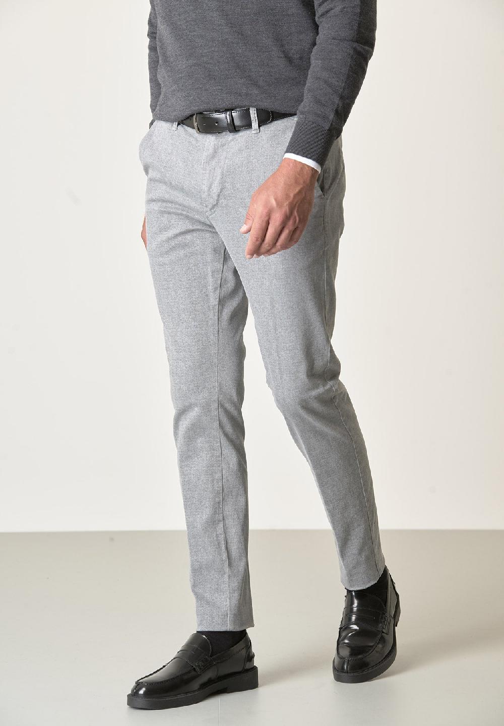 Angelico Pantalone grigio perla effetto lana cotone stretch slim fit 2025