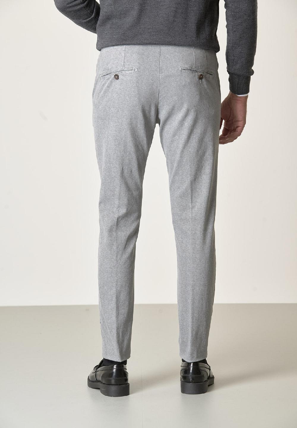 Angelico Pantalone grigio perla effetto lana cotone stretch slim fit 2025