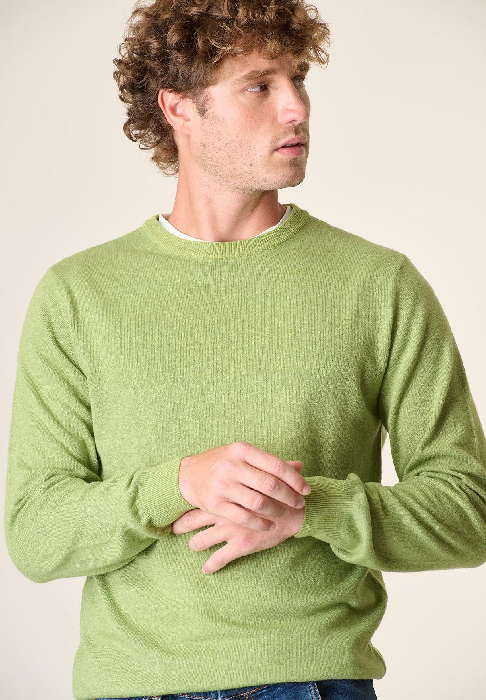 Angelico Girocollo verde pistacchio chiaro misto cashmere Italy