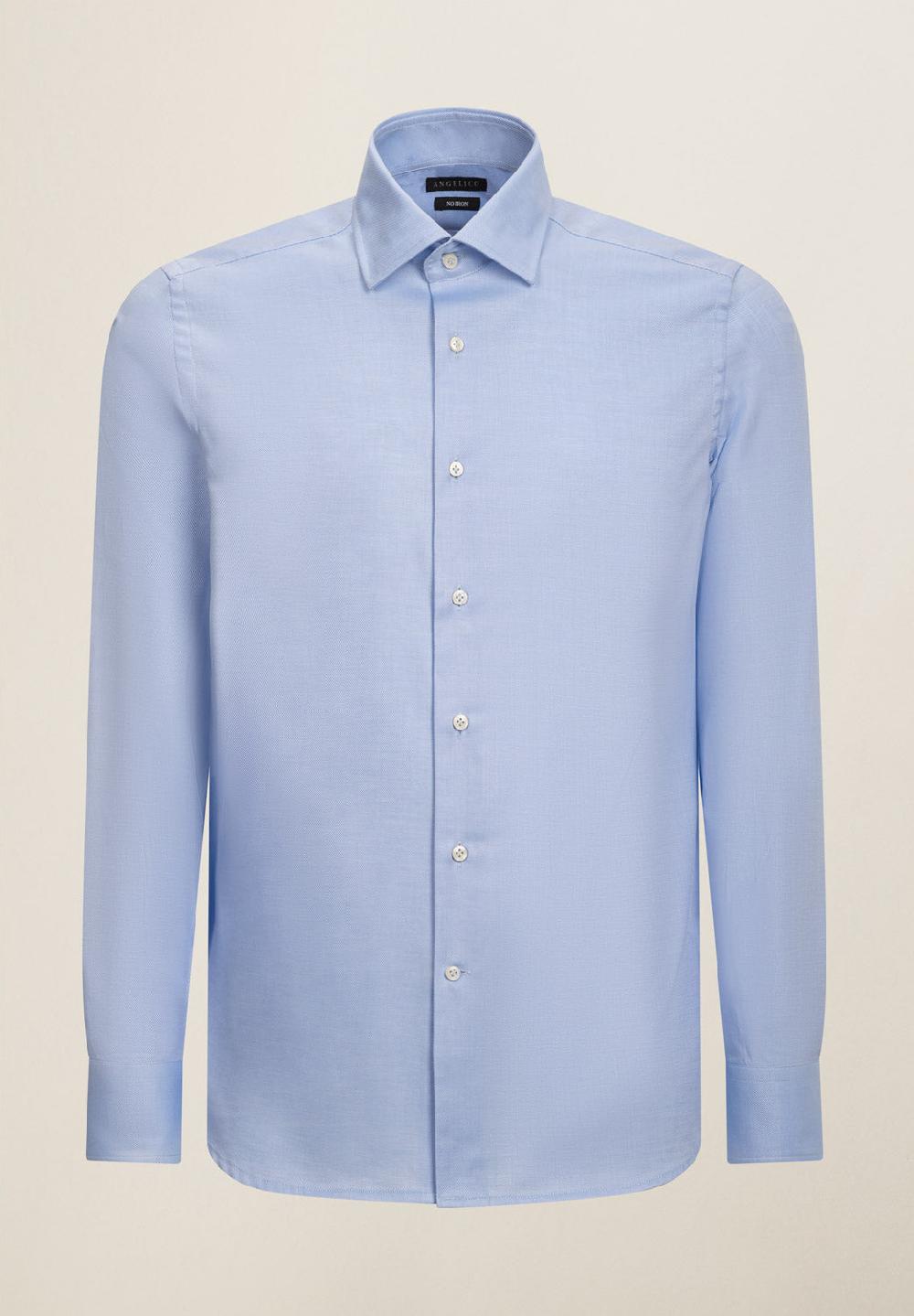 Angelico Camicia azzurra no-stiro cotone custom fit Vendita