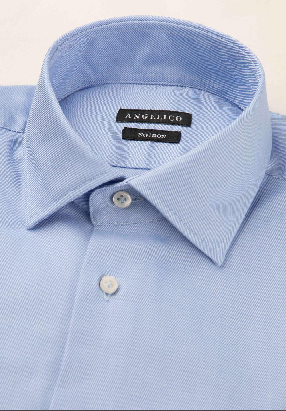 Angelico Camicia azzurra no-stiro cotone custom fit Vendita