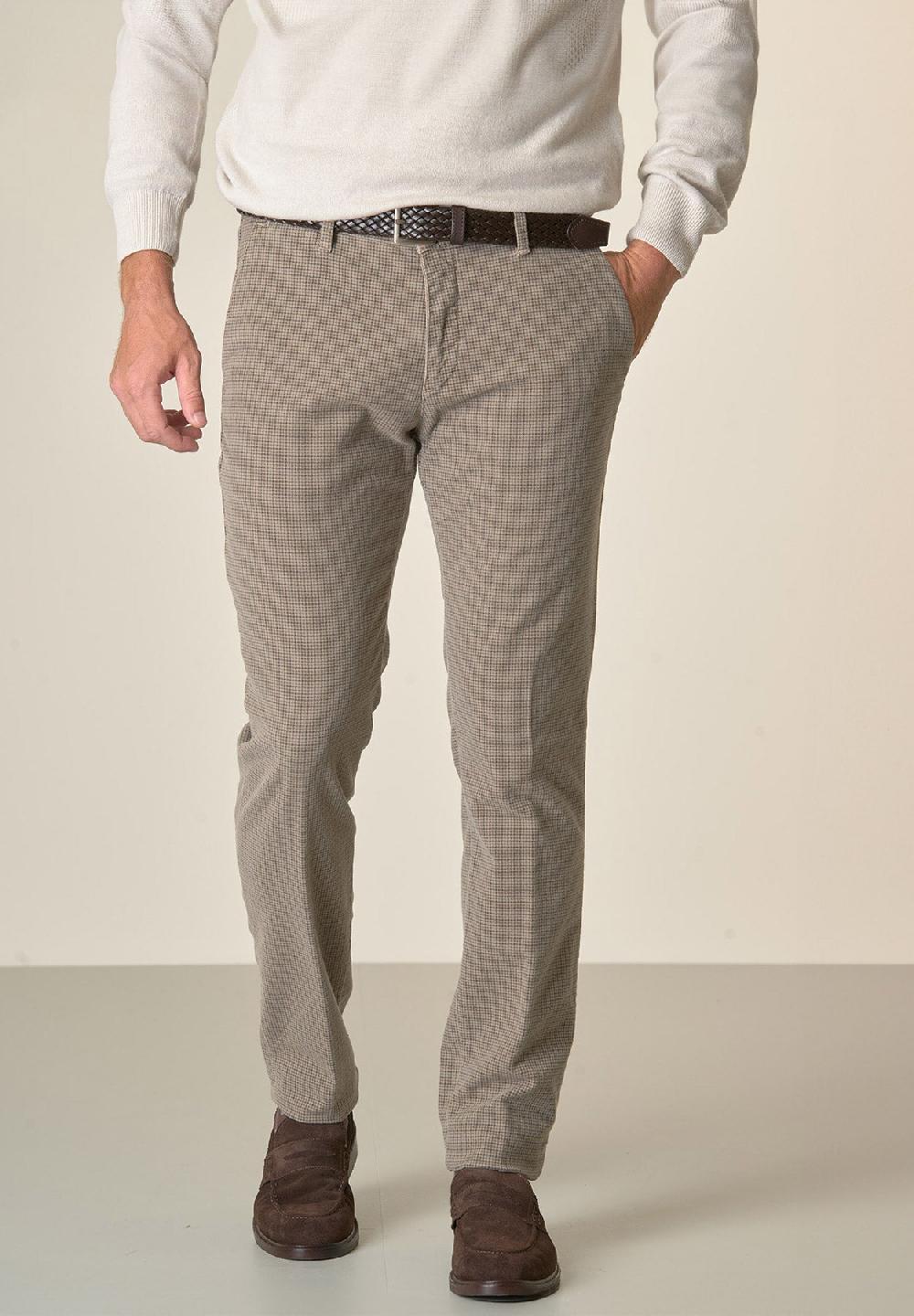 Angelico Pantalone fango fustagno Pied de Poule slim fit Acquista Ora