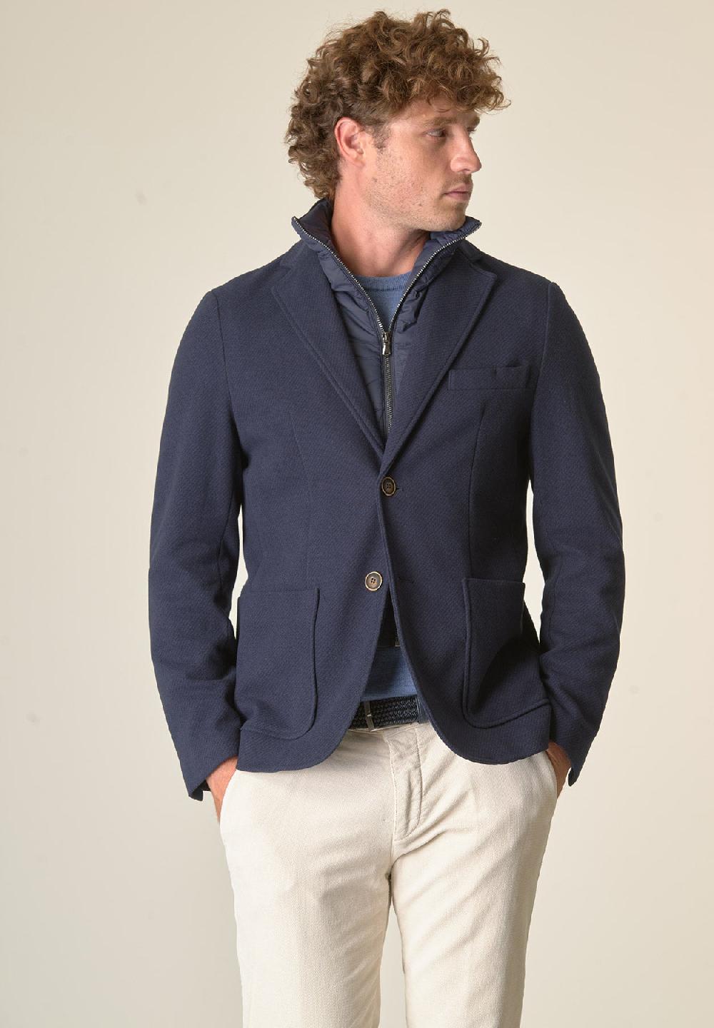 Angelico Giacca blu melange con pettorina custom fit Consegna Veloce