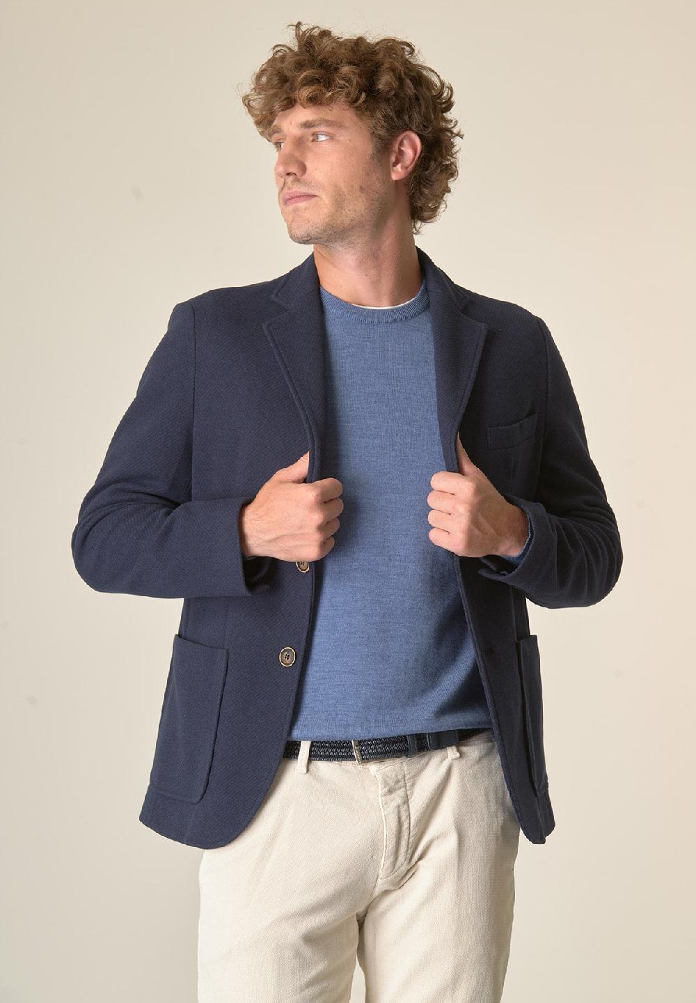 Angelico Giacca blu melange con pettorina custom fit Consegna Veloce