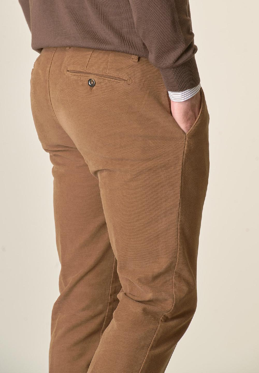 Angelico Pantalone cammello fustagno jacquard cotone slim fit Convenienza