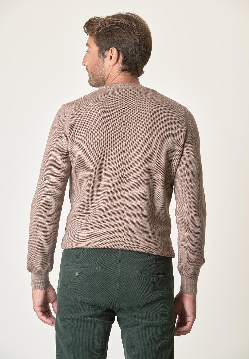 Angelico Girocollo beige nido d'ape lana merinos Sconto