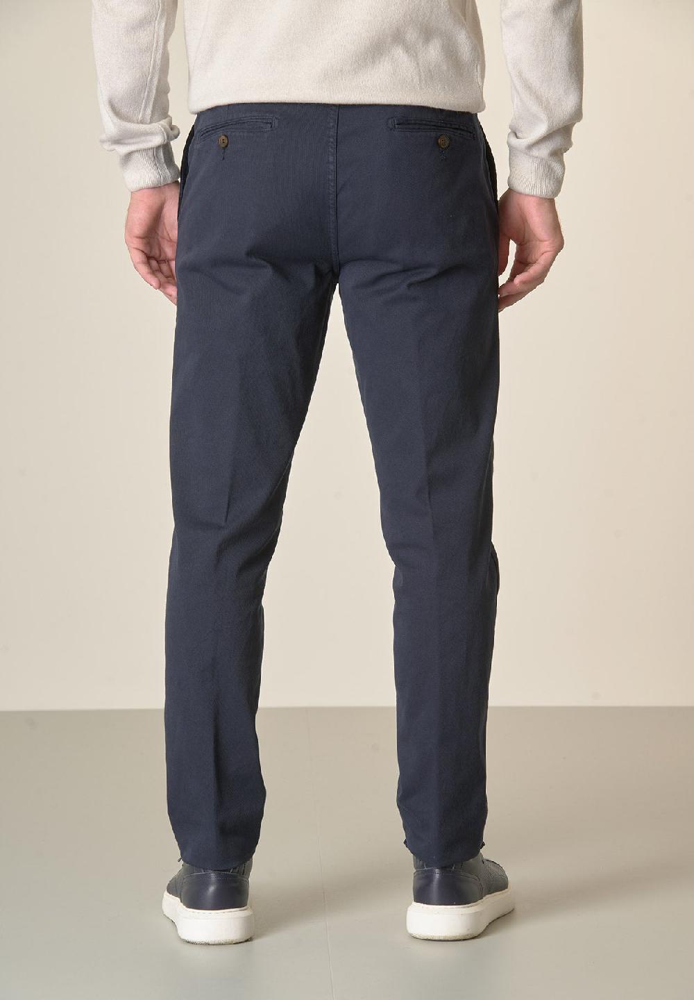 Angelico Pantalone blu tricotina cotone stretch regular fit Outlet