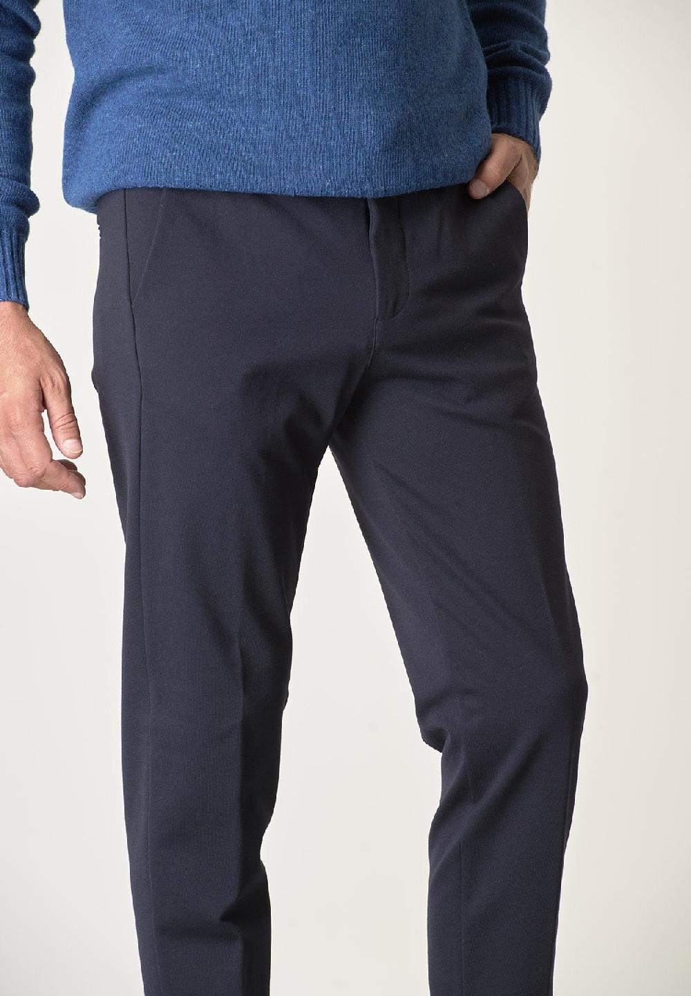 Angelico Pantalone blu punto milano con coulisse slim fit In Vendita