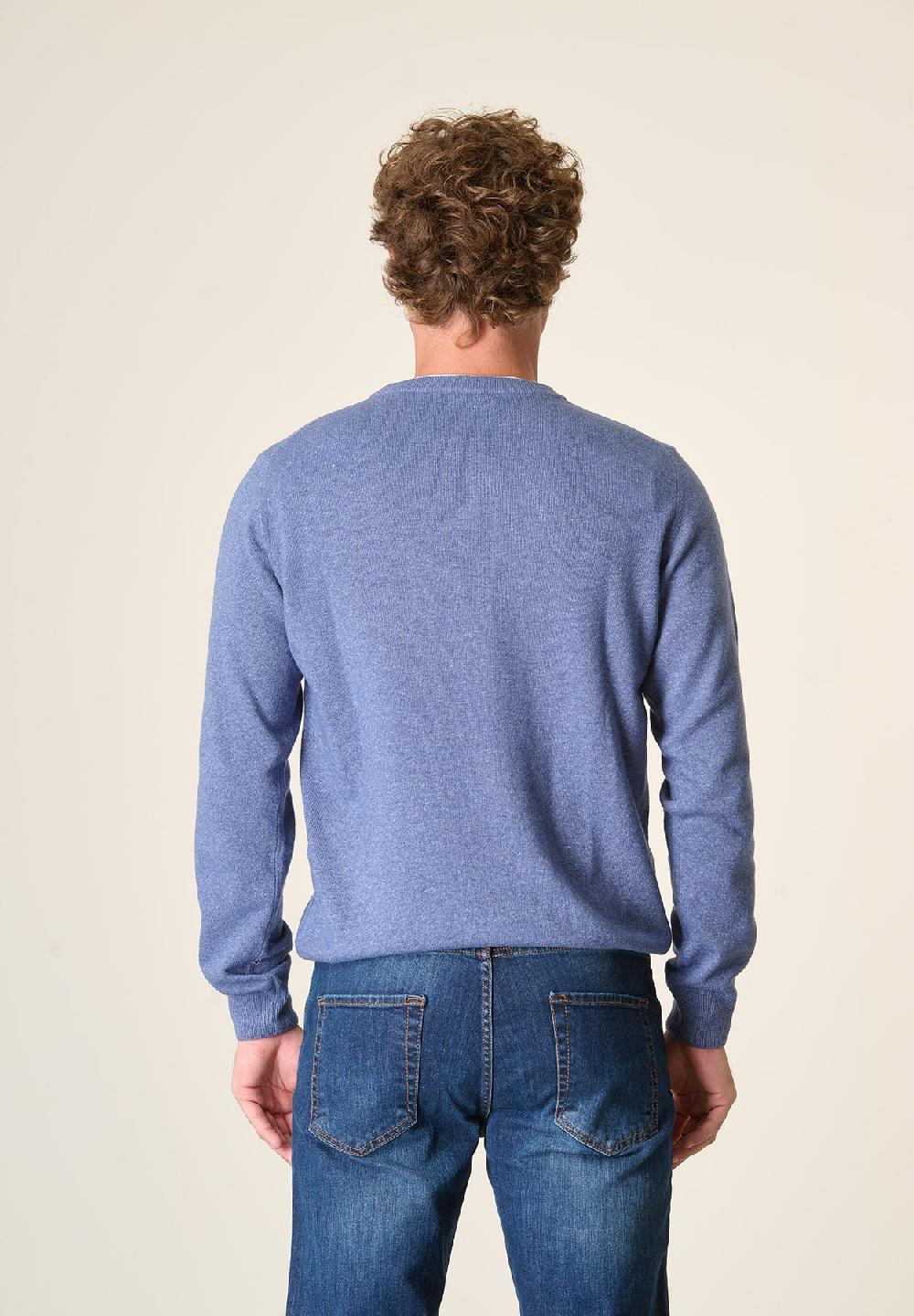 Angelico Girocollo blu denim chiaro misto cashmere Saldi Di Fabbrica