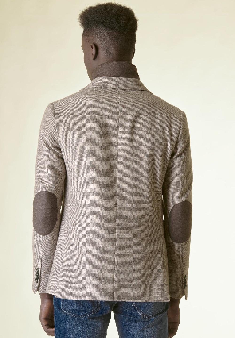 Angelico Giacca beige lana pettorina e toppe custom fit In Saldo
