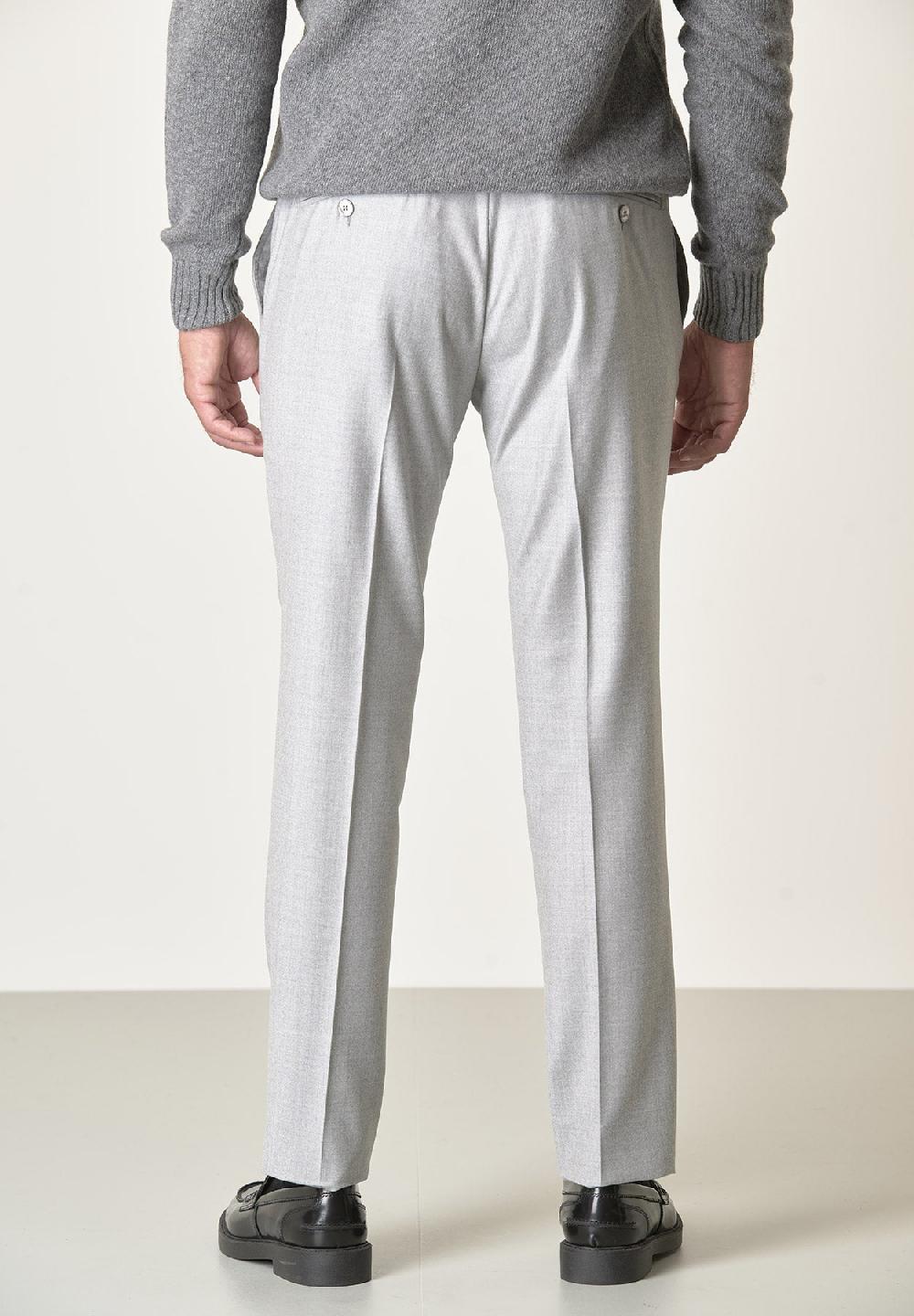 Angelico Pantalone grigio chiaro flanella lana vergine custom fit Qualità