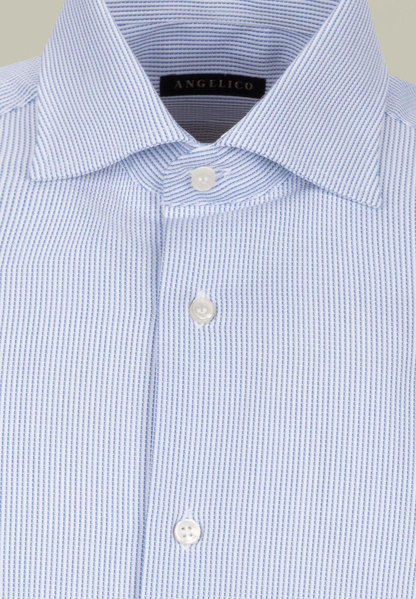 Angelico Camicia bianca-blu armatura rigata slim Pezzi Unici