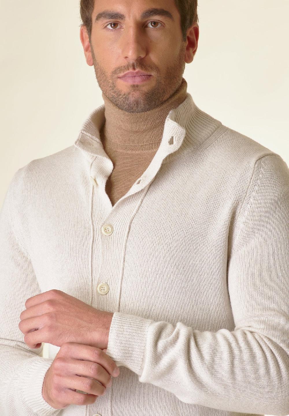 Angelico Giacca in maglia ecrù mano cashmere Acquista Ora