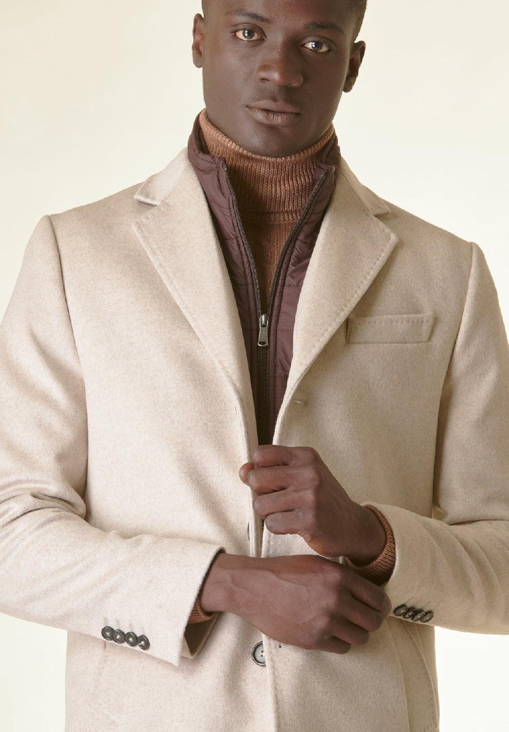 Angelico Cappotto naturale lana-cashmere pettorina staccabile Shopping Online