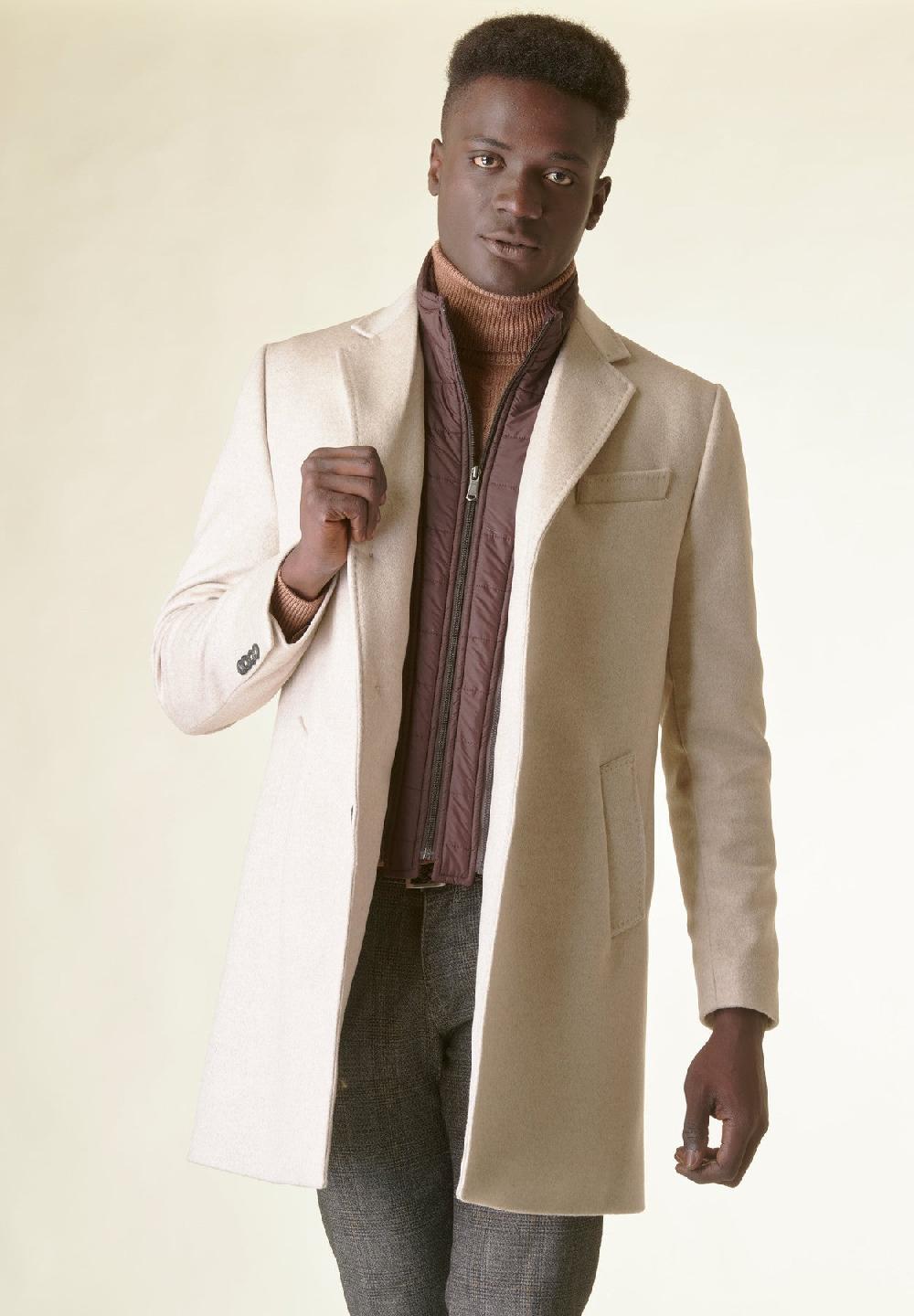 Angelico Cappotto naturale lana-cashmere pettorina staccabile Shopping Online