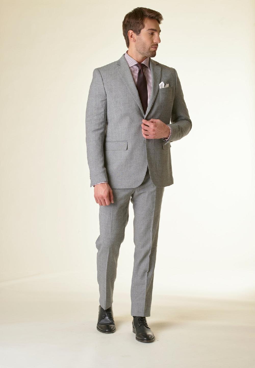 Angelico Abito grigio microdisegno lana stretch custom fit Sottocosto