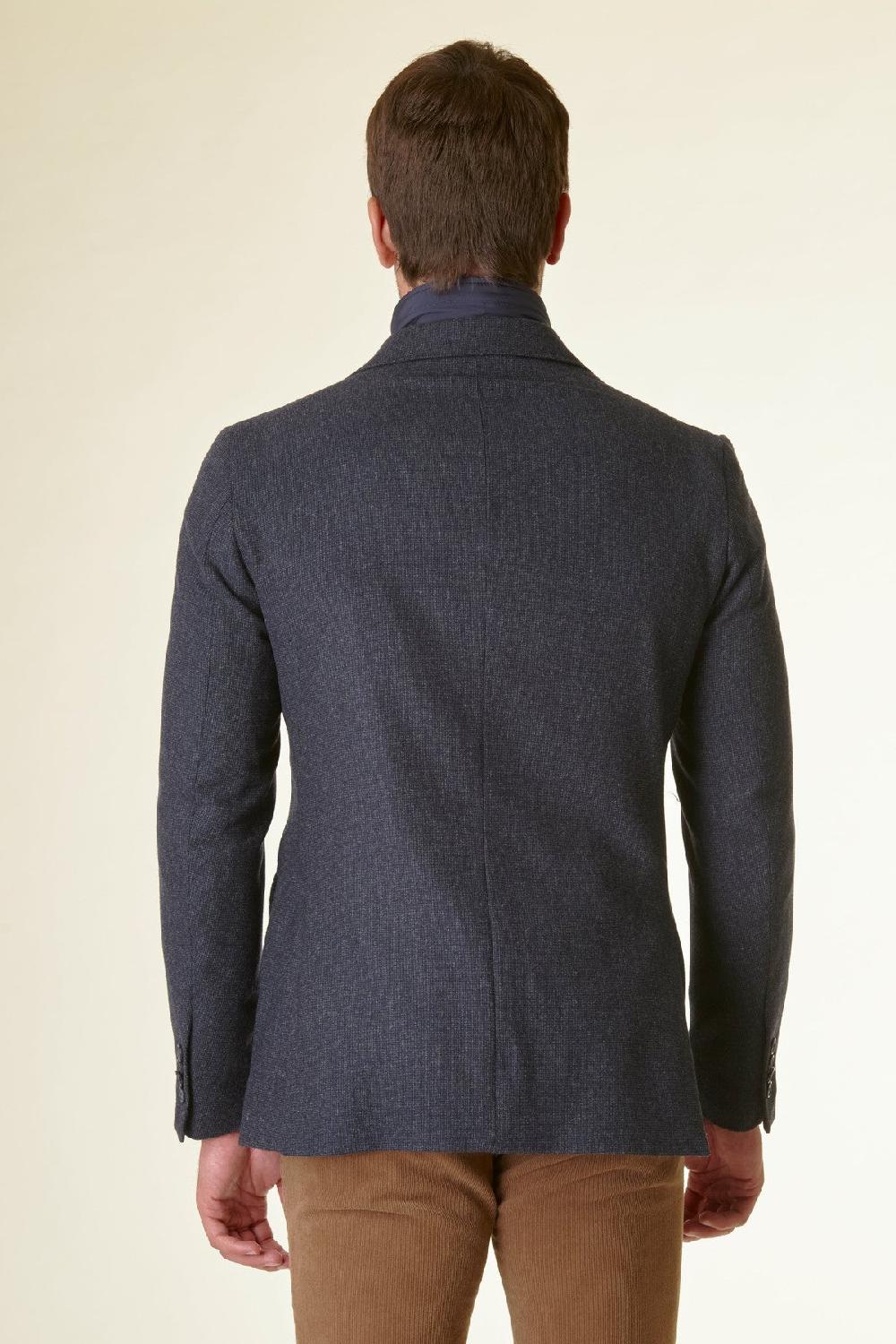 Angelico Giacca blu melange lana-cashmere pettorina custom Economico