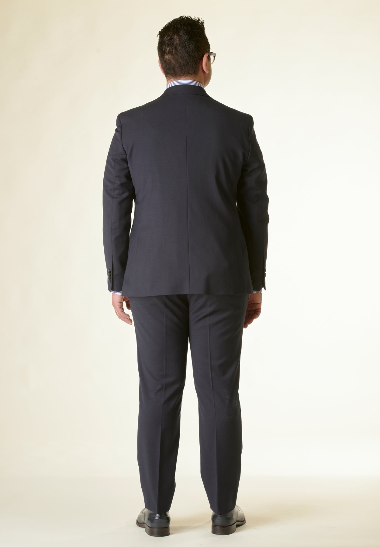 Angelico Abito blu scuro saglia di lana comfort fit corto Online