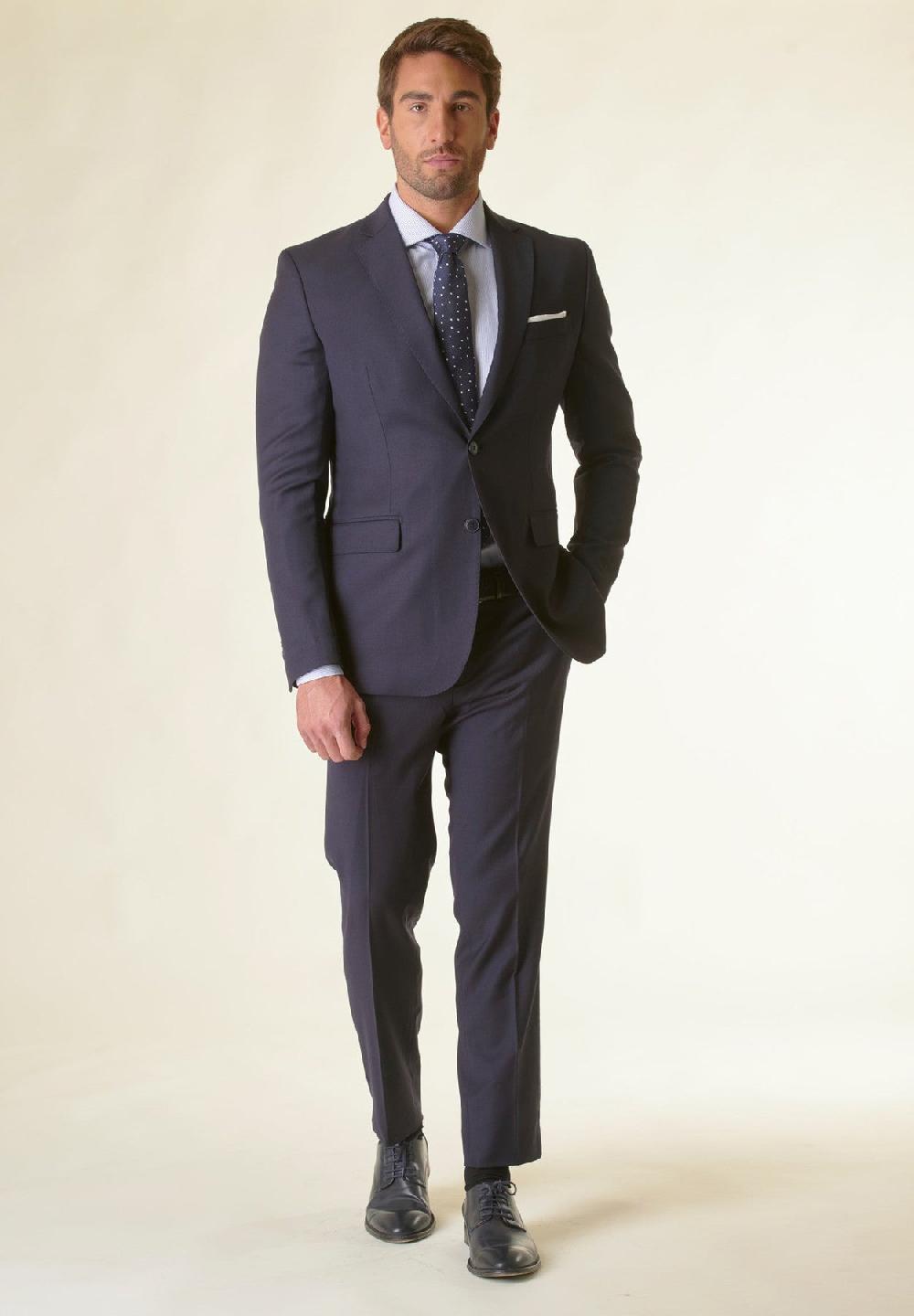 Angelico Abito blu lana stretch custom fit Outlet