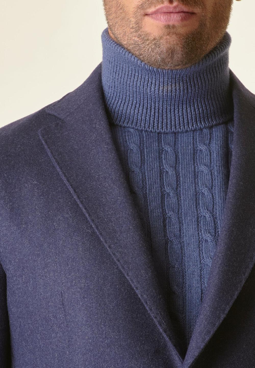 Angelico Giacca blu sfoderata lana-cashmere Custom In Vendita