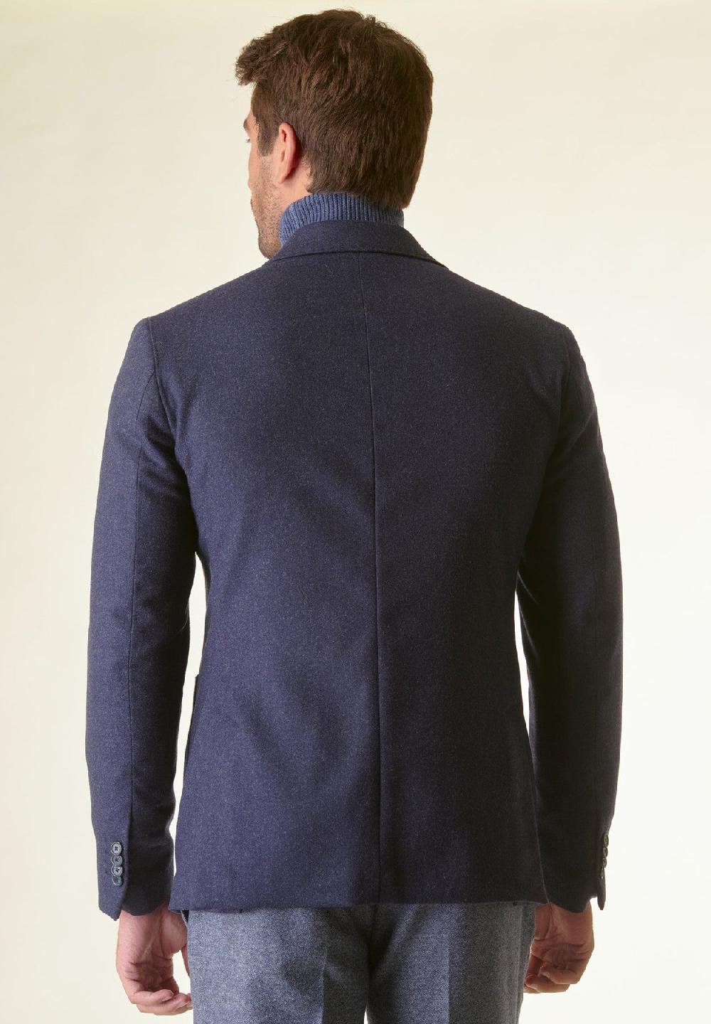 Angelico Giacca blu sfoderata lana-cashmere Custom In Vendita