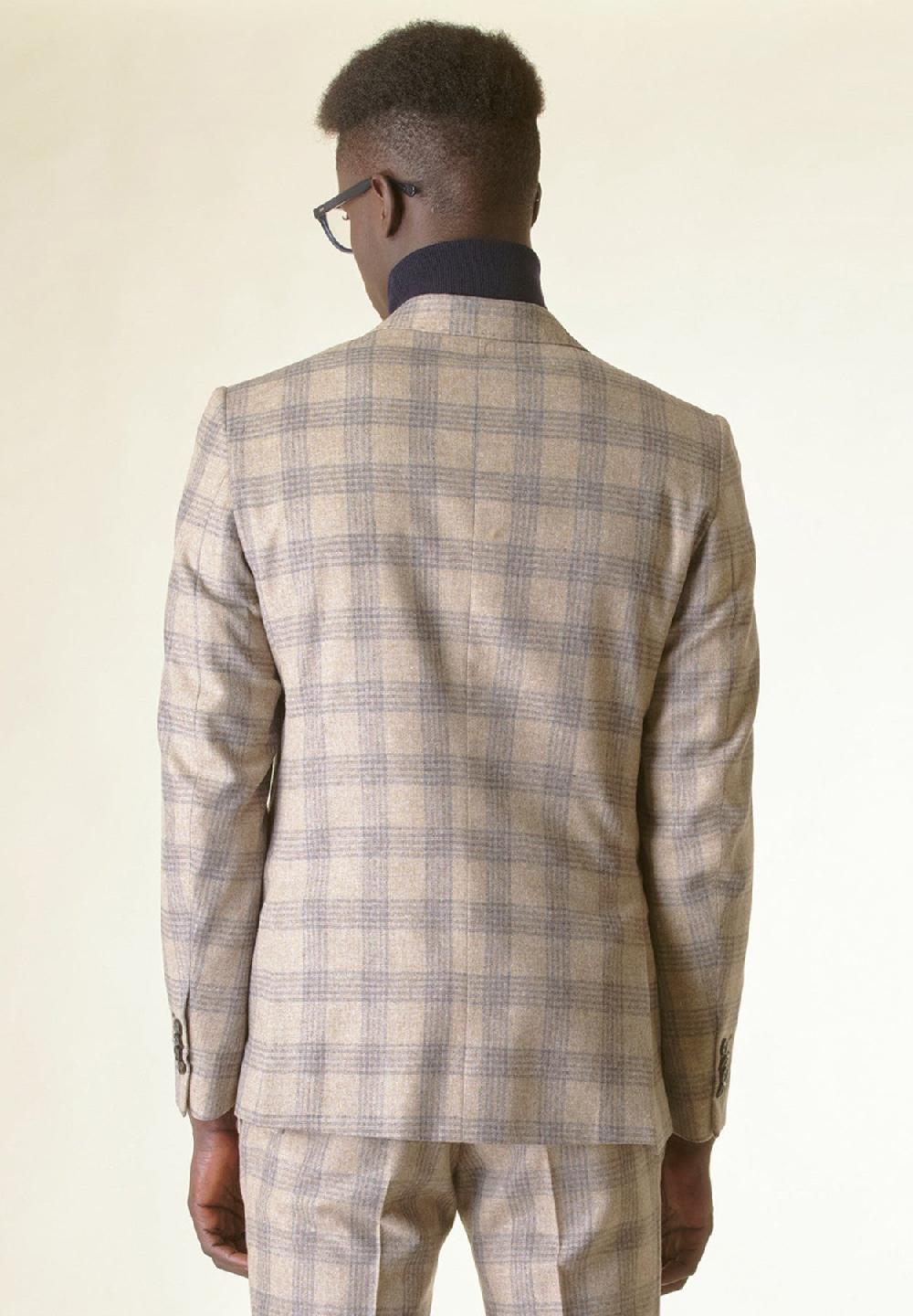 Angelico Giacca Galles naturale-grigio lana-cashmere Custom Vendita Calda