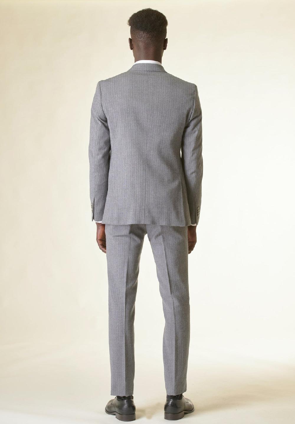 Angelico Abito grigio chiaro gessato lana stretch custom fit Saldi Di Fabbrica