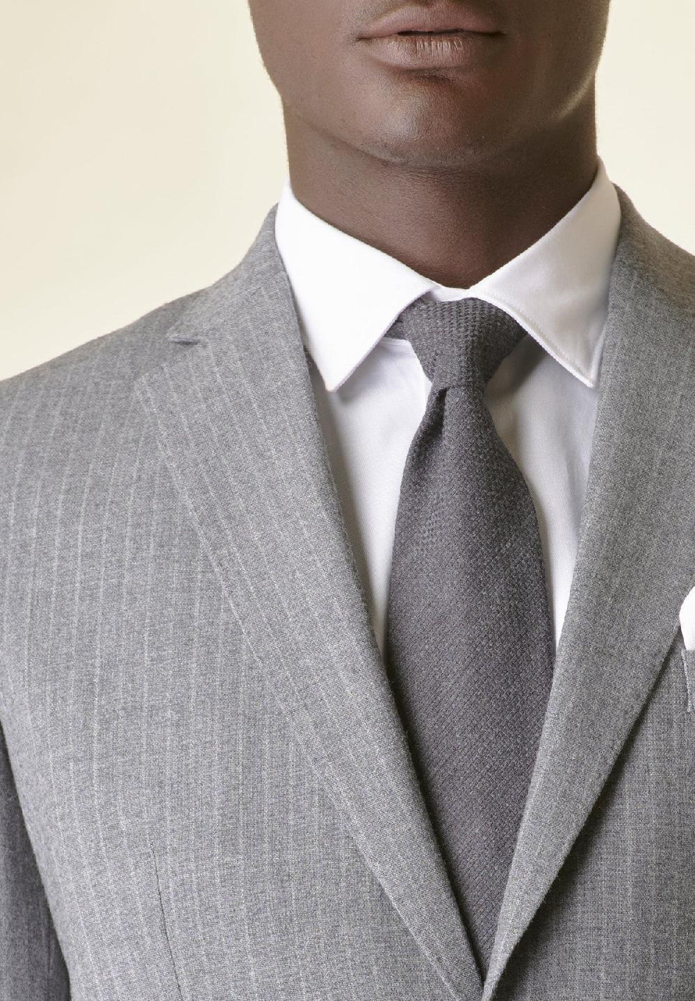 Angelico Abito grigio chiaro gessato lana stretch custom fit Saldi Di Fabbrica