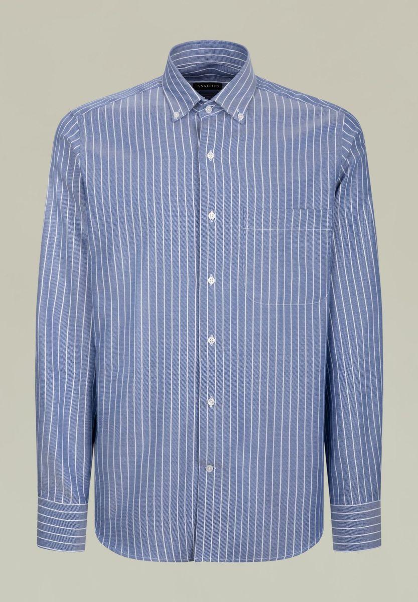 Angelico Camicia blu chiaro gessata bianca BD regular fit