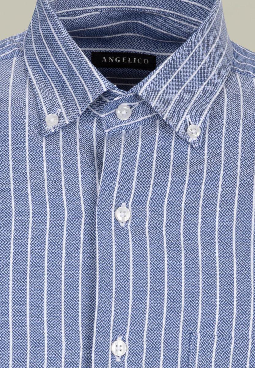 Angelico Camicia blu chiaro gessata bianca BD regular fit Negozio