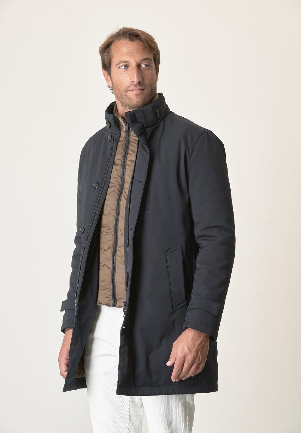 Angelico Cappotto tecnico blu trama leggera impermeabile Nuovo