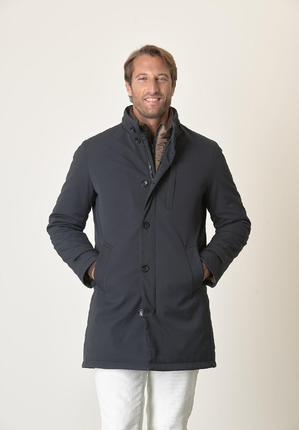 Angelico Cappotto tecnico blu trama leggera impermeabile Nuovo