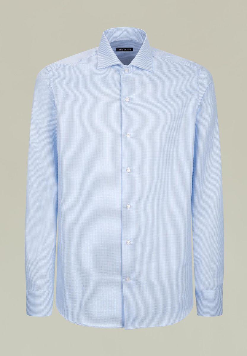 Angelico Camicia azzurra armatura quadretto francese regular fit Promozione