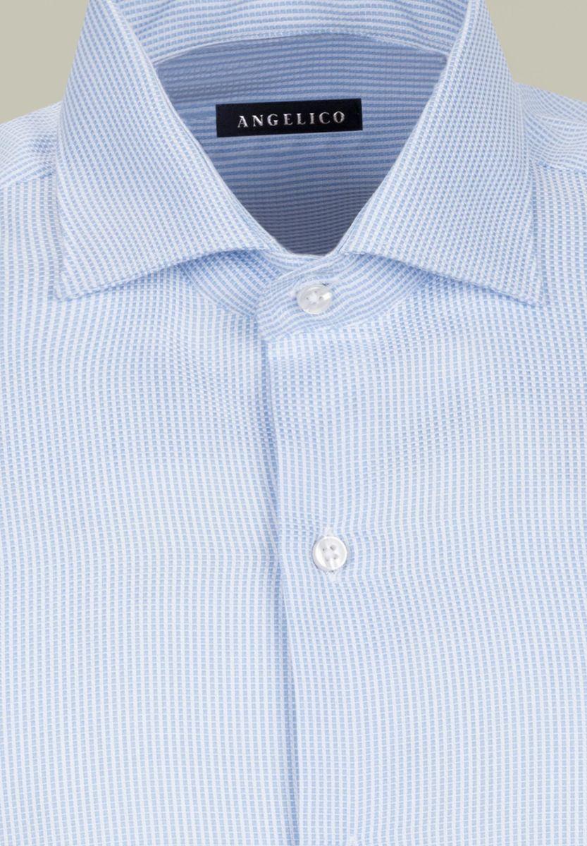 Angelico Camicia azzurra armatura quadretto francese regular fit Promozione