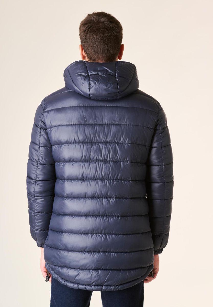 Angelico Giaccone blu lungo trapuntato cappuccio anorak Negozi Online