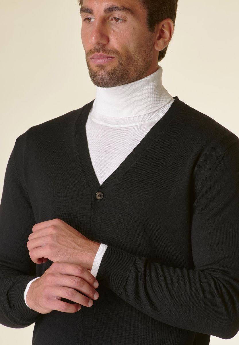 Angelico Cardigan nero bottoni merino Lana Gatto Affare Del Giorno