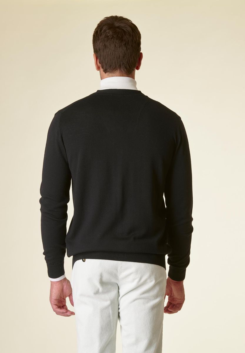 Angelico Cardigan nero bottoni merino Lana Gatto Affare Del Giorno