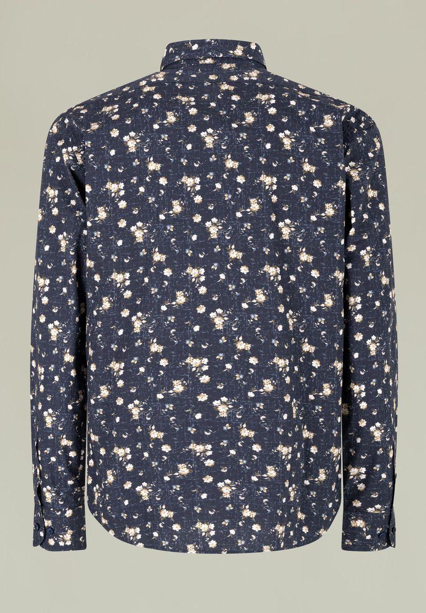 Angelico Camicia blu stampata fiori beige custom fit Prezzo Ridotto
